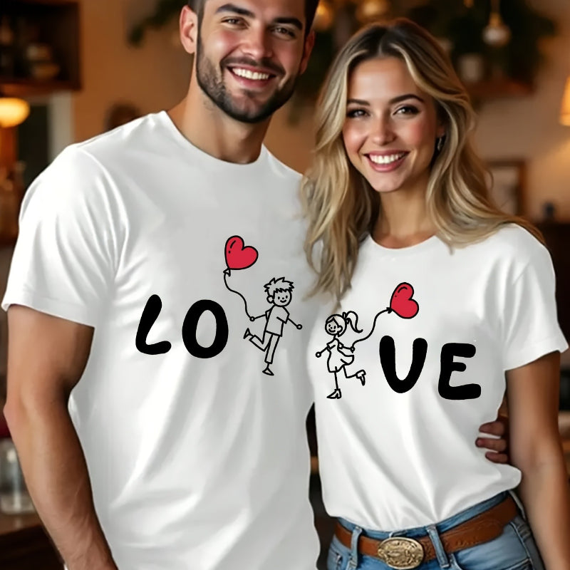 Love Heart Cartoon Character Valentine's Day Tee