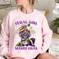 Feral Girl Mardi Gras Raccoon Unisex Sweatshirt