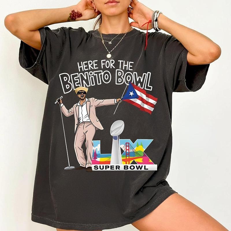 Bad Bunny Benito Bowl 2026 Football Concert Graphic Unisex Tee