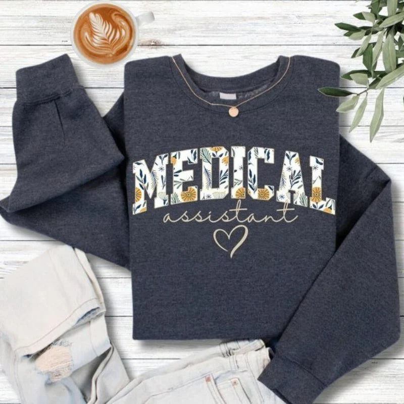 Personalized Floral Medical Assistant Unisex Sweatshirt 