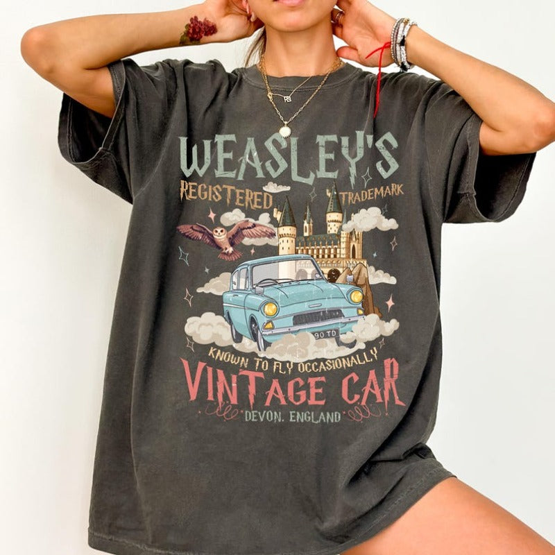 Weasley Flying Car Unisex Shirt: Bookish Wizard Tee 