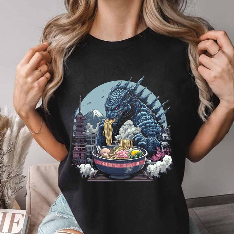Funny Ramen Monster Japanese Anime Unisex Tee 