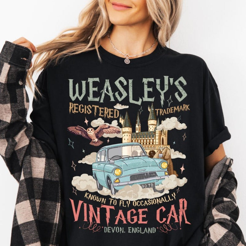 Weasley Flying Car Unisex Shirt: Bookish Wizard Tee 