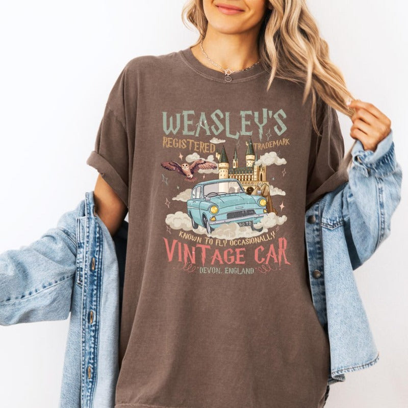 Weasley Flying Car Unisex Shirt: Bookish Wizard Tee 