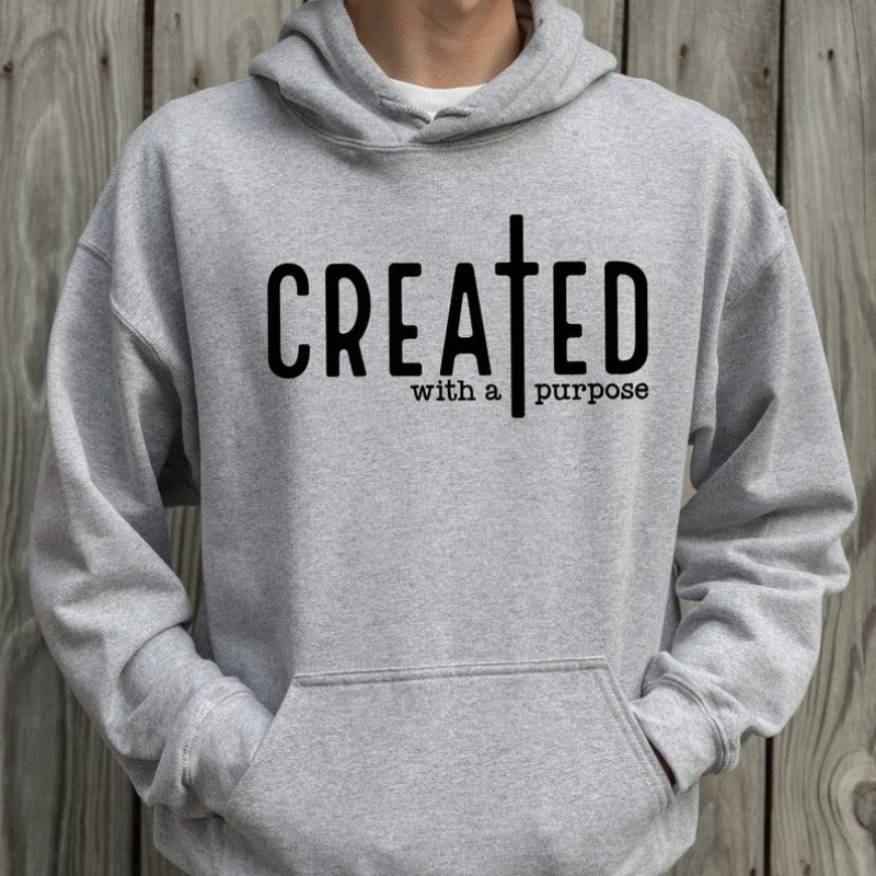 Created With A Purpose Unisex Hoodie: Trendy Christian Sweatshirt