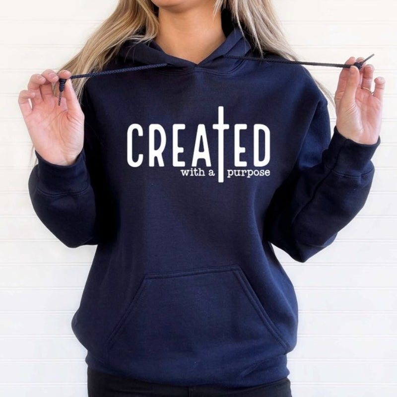 Created With A Purpose Unisex Hoodie: Trendy Christian Sweatshirt