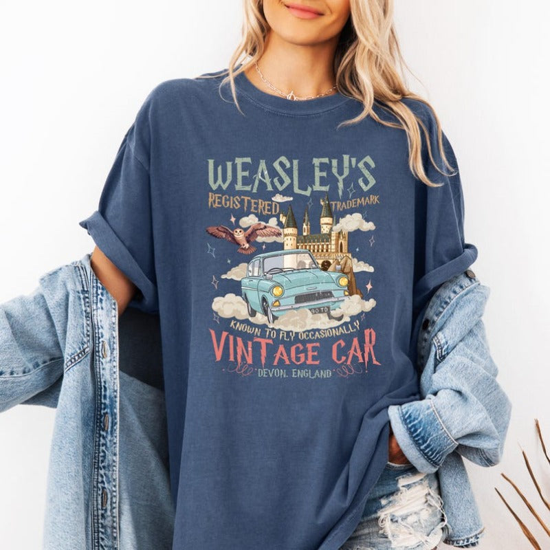 Weasley Flying Car Unisex Shirt: Bookish Wizard Tee 
